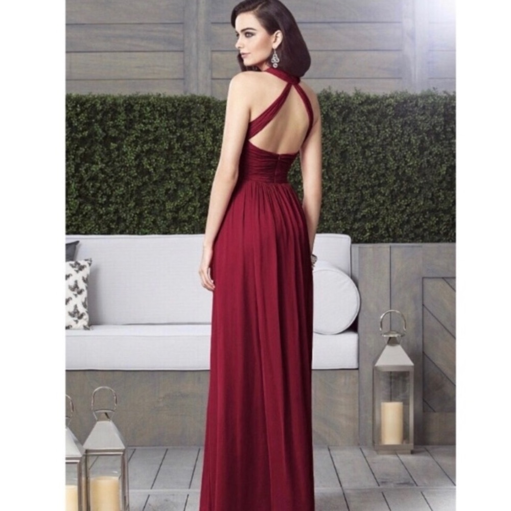 Dessy Lux Chiffon Burgundy Bridesmaid/Prom Dress 8
